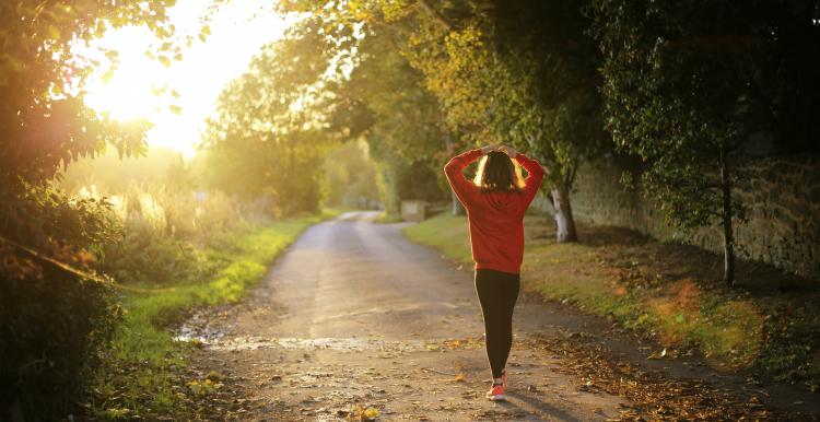 person exercising in the countryside