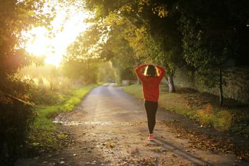 person exercising in the countryside